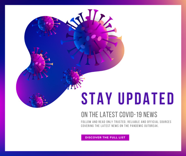 Covid-19 News with Virus model Facebook Design Template