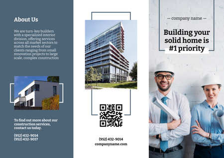 Construction Company Ad with Professional Smiling Team Brochure Tasarım Şablonu