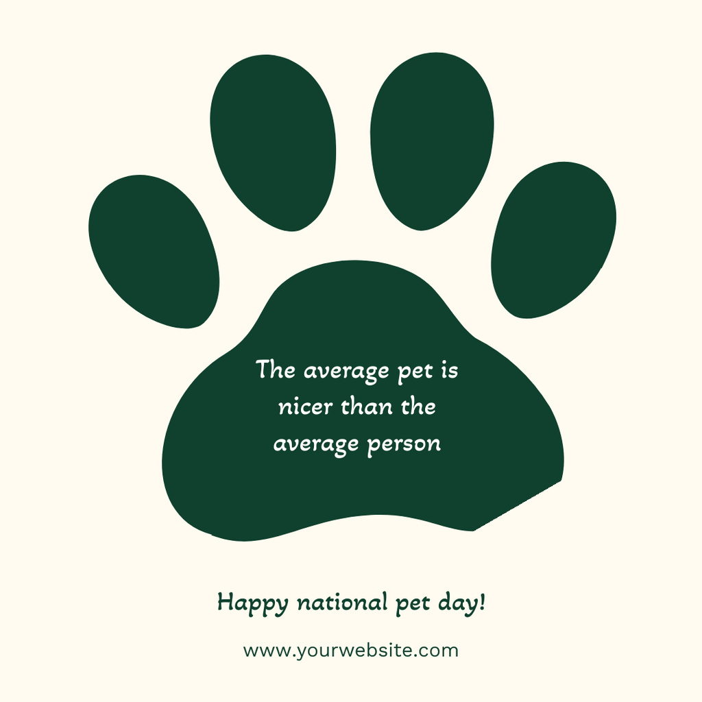 National Pet Day with Cute Dog Paw Instagram – шаблон для дизайну