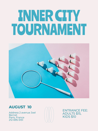 Inner Badminton Tournament Announcement Poster 36x48in Design Template