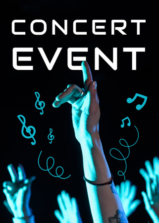 Concert Event Announcement with Crowd Flayer Design Template