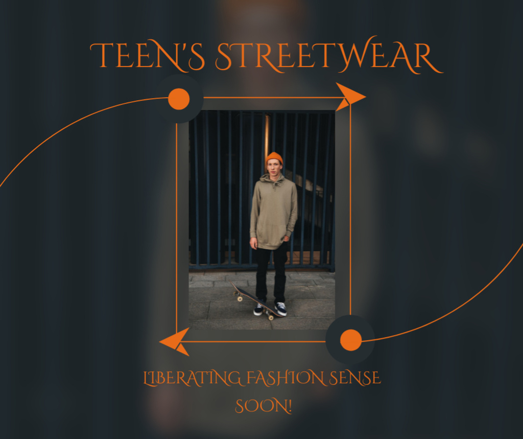 Designvorlage Trendy Streetwear For Teens Offer With Slogan für Facebook