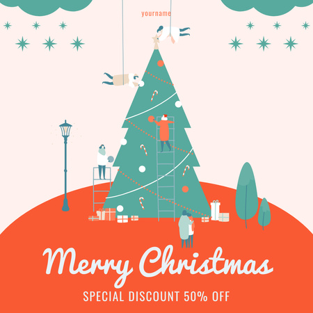 Special Christmas Discount Offer with Christmas Tree Image Instagram Design Template