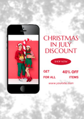 July Christmas Discount Announcement with Smartphone