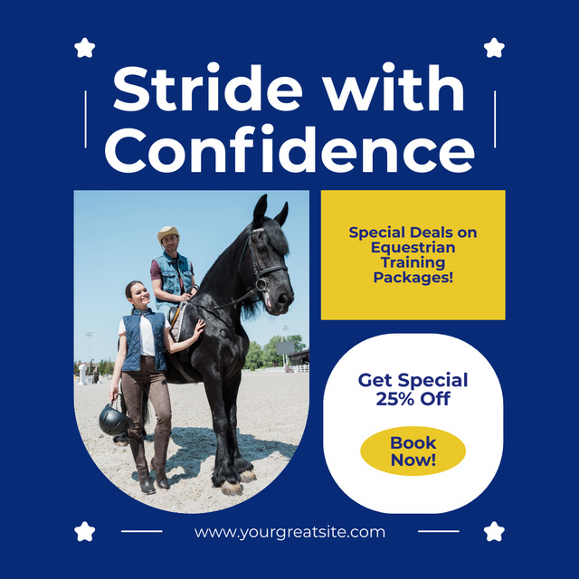 Designvorlage Equestrian Sport Trainings With Special Price Offer für Instagram AD