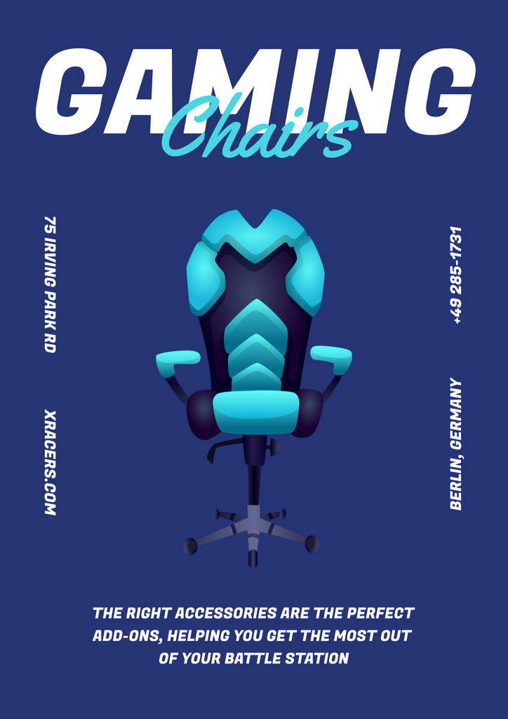 Gaming Gear AdSale of Comfortable Chairs for Gamers Poster B2 Πρότυπο σχεδίασης