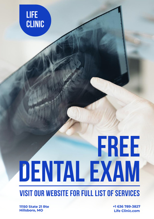 Free Dental Exam Offer Poster Modelo de Design