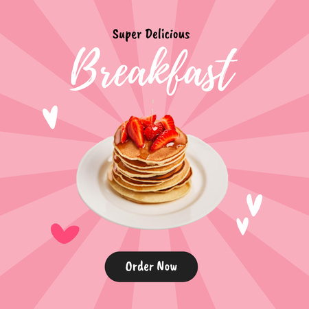 Yummy Pancakes on Breakfast Instagram Design Template