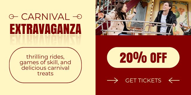 Spectacular Carnival Announcement With Discounted Admission Twitter Design Template