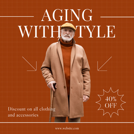 Yaşlılara Özel Şık Giyim ve Aksesuarlar İndirim Teklifi ile Instagram Tasarım Şablonu