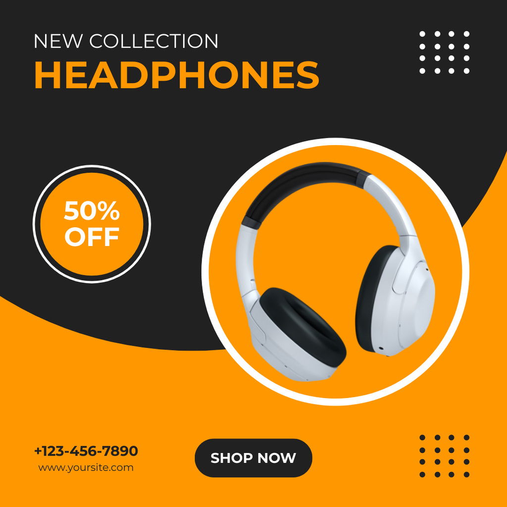 New Headphone Collection Discount Announcement Instagram Design Template