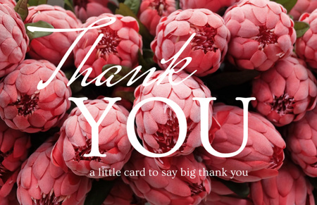 Ευγνώμων απόσπασμα με ροζ τρυφερά λουλούδια Thank You Card 5.5x8.5in Πρότυπο σχεδίασης