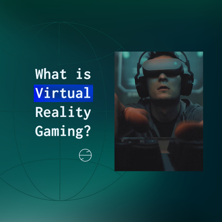 Человек в очках виртуальной реальности на зеленом Animated Post – шаблон для дизайна
