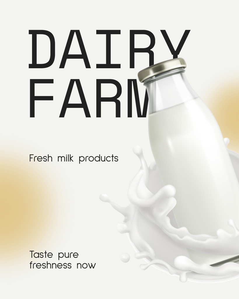 Template di design Fresh Milk Products from Dairy Farm Instagram Post Vertical