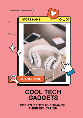Template di design Back to School Special Sale of Headphones Poster A3