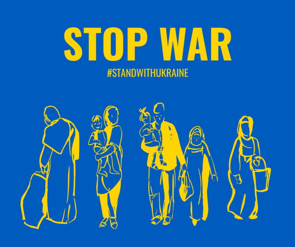 Stop War Appeal on Blue Layout Facebook – шаблон для дизайну