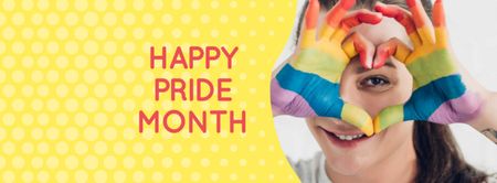 Pride Month Announcement with Girl showing Heart Facebook cover Design Template
