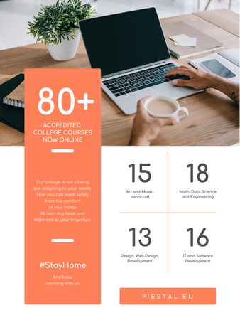 Template di design Online Education Courses on Laptop Poster US