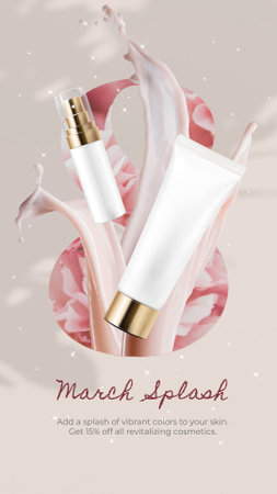 Modèle de visuel Spring Sale offer Skincare products in Pink - Instagram Video Story