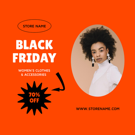 Modèle de visuel Black Friday Sale Announcement with Stylish Woman - Instagram