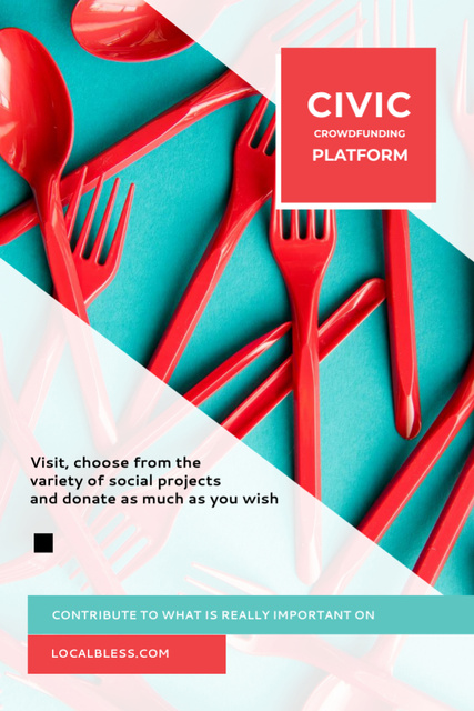 Crowdfunding Platform Ad on Red and Blue Flyer 4x6in – шаблон для дизайну