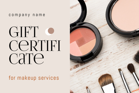 Предложение услуг макияжа в салоне красоты Gift Certificate – шаблон для дизайна