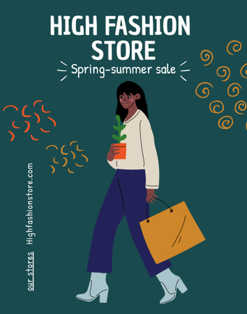 High Fashion Store with Seasonal Sale Offer Poster 22x28in Design Template