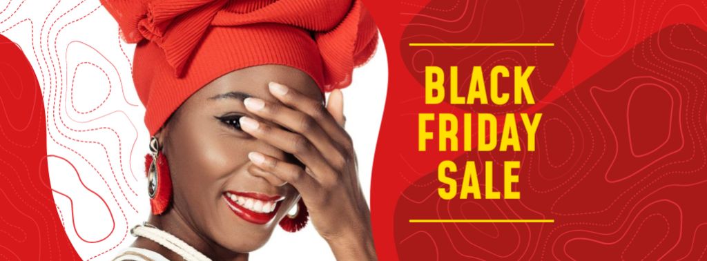 Black Friday Sale with Attractive Woman Facebook cover Modelo de Design