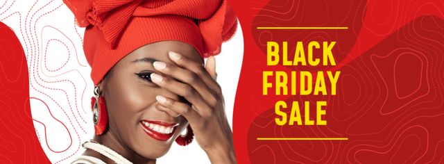 Black Friday Sale with Attractive Woman Facebook cover – шаблон для дизайну