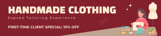 Ontwerpsjabloon van Ebay Store Billboard van Special Discount on Handmade Clothes for First Time Customers