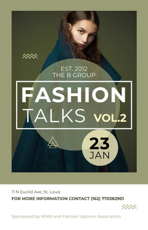 Modèle de visuel Fashion talks announcement with Stylish Woman - Flyer 5.5x8.5in
