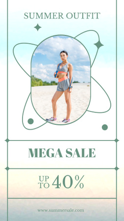 anúncio de venda de verão com garota na praia Instagram Story Modelo de Design