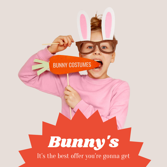 Children Bunny`s Costumes For Easter Celebration Instagram – шаблон для дизайна