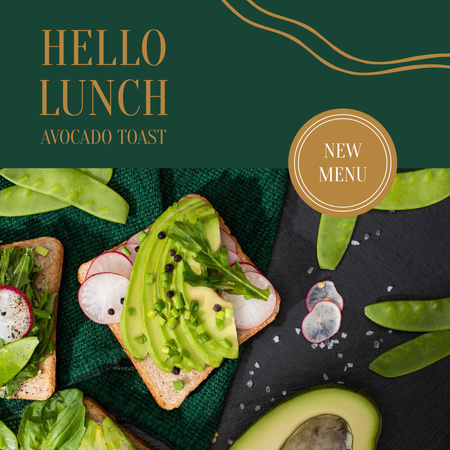 Plantilla de diseño de sandwich con rábano y aguacate Instagram 