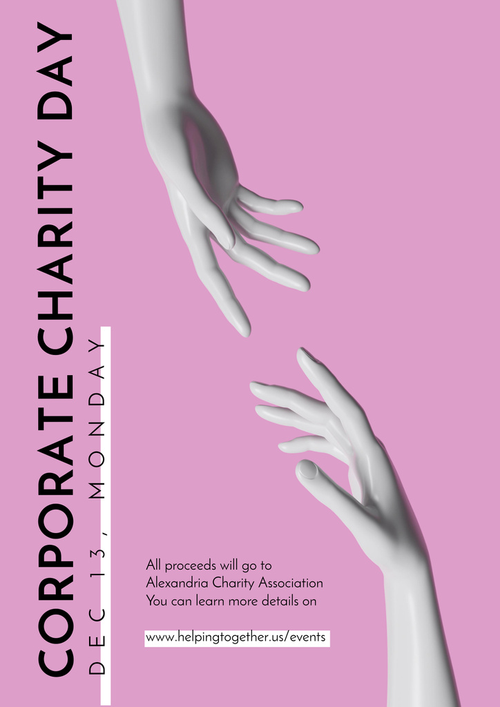 Plantilla de diseño de Philanthropic Corporate Charity Day Announcement In Pink Poster 