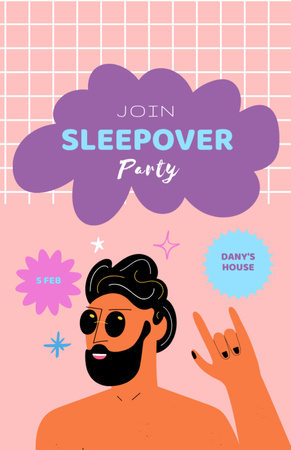 Announcement of Cool Sleepover Party Invitation 5.5x8.5in Design Template