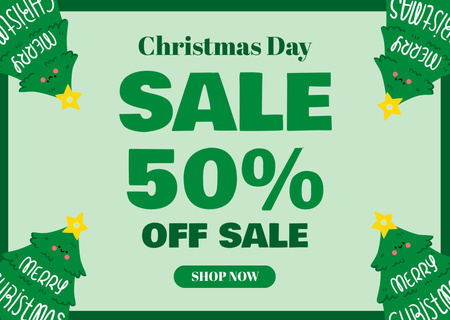 Christmas Day Sale Green Card Design Template