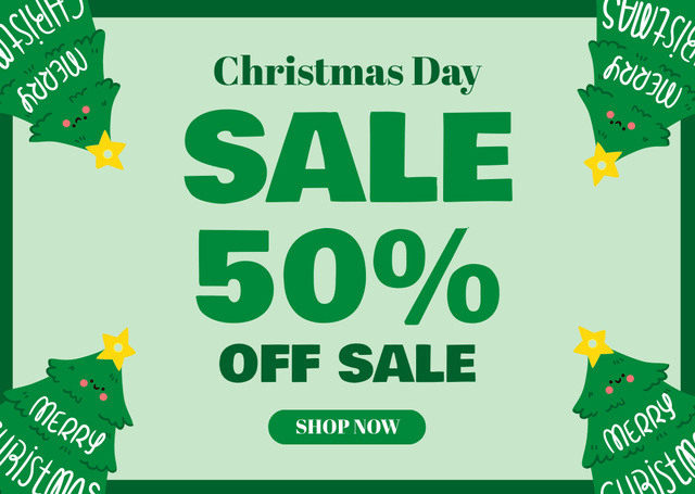 Platilla de diseño Christmas Day Sale Green Card