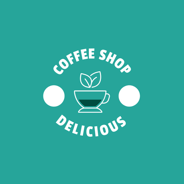Ontwerpsjabloon van Logo van Offer to Drink Delicious Coffee in Coffee House