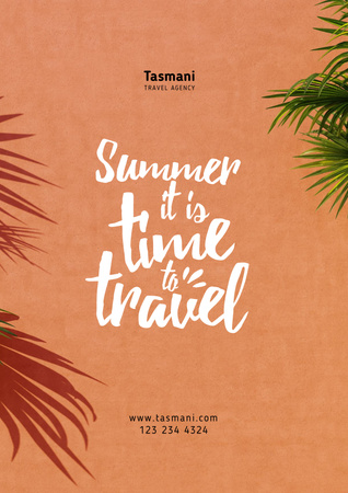 Platilla de diseño Summer Travel Inspiration on Palm Leaves Frame Poster