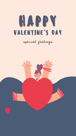 Platilla de diseño Valentines Card jumping Girl in Heart Costume Instagram Video Story