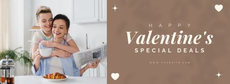Különleges ajánlat Valentin-napra leszbikus párral Facebook cover tervezősablon