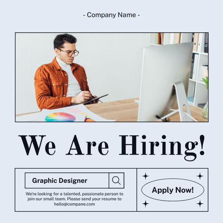 Platilla de diseño Graphic Designers Recruitment Ad on Grey LinkedIn post