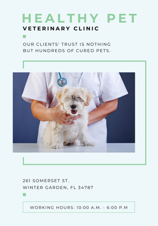 Veterinary clinic Ad with Cute Dog Poster 28x40in Design Template