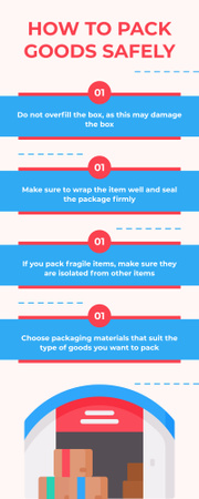 Modèle de visuel Conseils pour emballer les marchandises en toute sécurité - Infographic