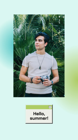 Summer Inspiration with Handsome Man holding Camera Instagram Story Design Template