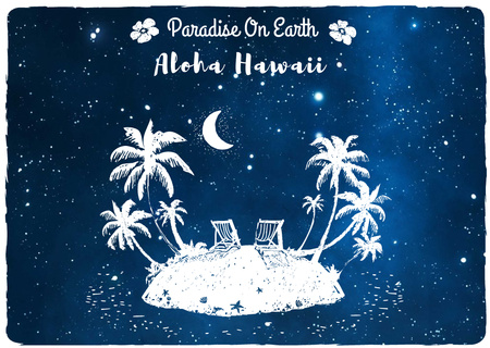 Plantilla de diseño de Hawaii Island Under Night Sky Postcard 