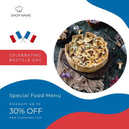 Bastille Day Special Menu Discount Instagram tervezősablon