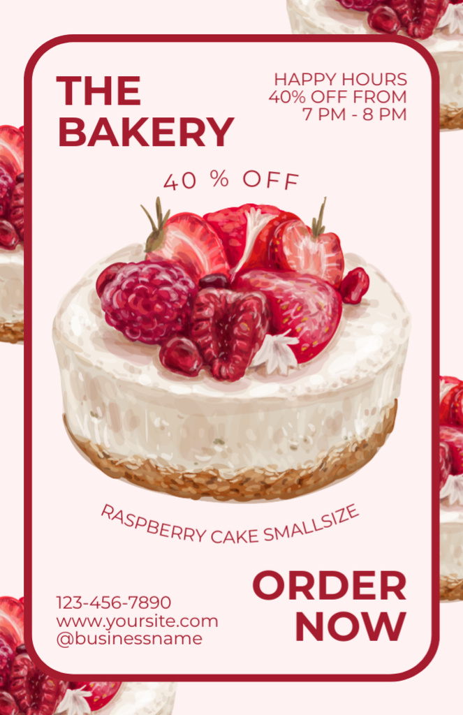 Discount Offer with Strawberry Cake Recipe Card Modelo de Design