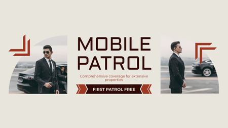 Platilla de diseño Mobile Patrol For Properties Security Company Offer Title 1680x945px